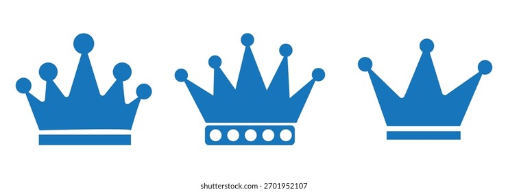 Conjunto de iconos de coronas. Símbolo de la corona negra. Ilustración vectorial. EPS 10 