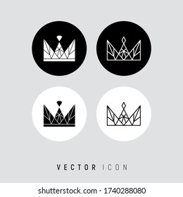Conjunto de iconos de las coronas. Colección del logotipo de la corona vectorial. Siluetas planas aisladas de fondo blanco. Diseño lujoso de símbolo de logotipo Reina.