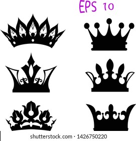 Crowns icons set, high resolution 