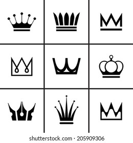 Crowns icons set vector illustration