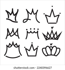 crowns icons set, vector, illustration