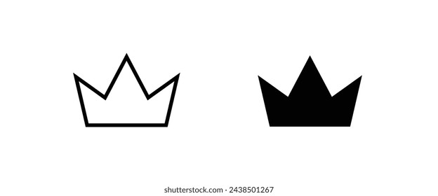 crowns. King crown sketches, majestic tiara, king and queen royal diadems line icons set, editable stroke isolated on white, linear vector outline illustration, symbol logo design style