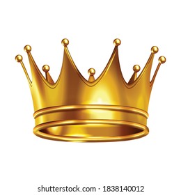 Crowns laurel wreath realistic composition with isolated image of golden crown on blank background vector illustration