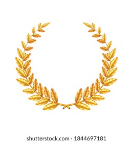 Corona la composición realista de laurel con imagen aislada de la corona laurel con hojas y bayas en el fondo de la ilustración vectorial en blanco