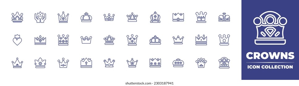 Crowns line icon collection. Editable stroke. Vector illustration. Containing crown, winning.