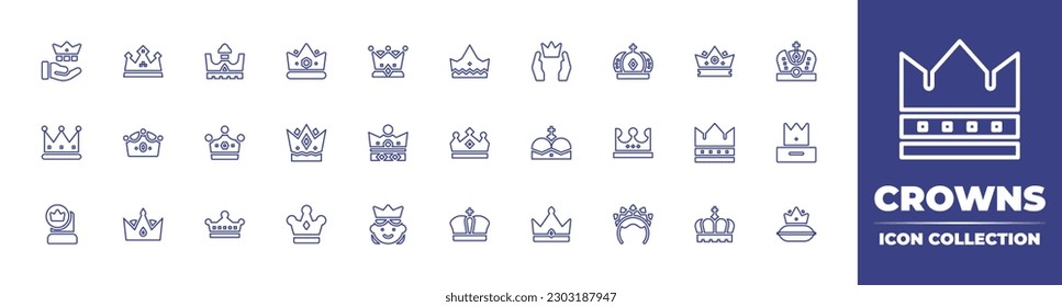 Crowns line icon collection. Editable stroke. Vector illustration. Containing crown, girl.