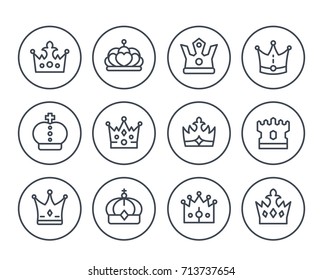 crowns line icons on white