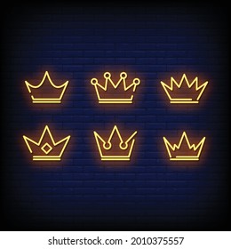 Cartel de Neon Crowne en la pared de ladrillos