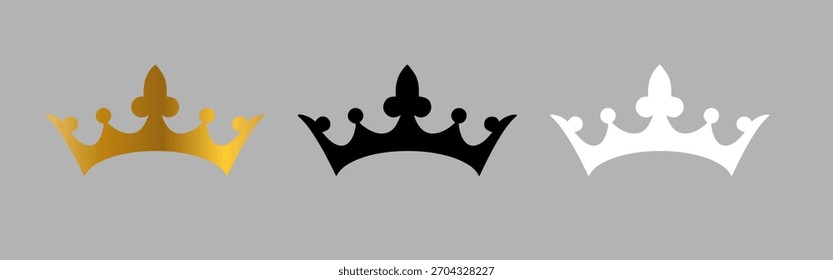 coronas sobre un fondo gris claro, conjunto,