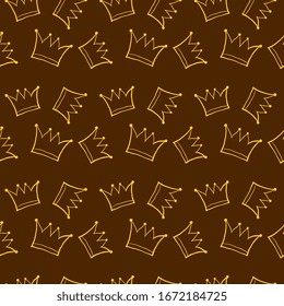 Crowns pattern, illustration, vector on white background.