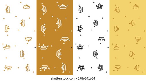 Crowns patterns set in golden design Vector