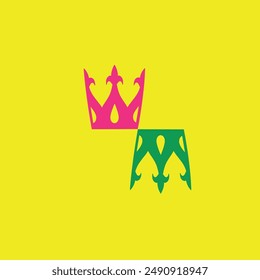crowns in pink and green colors