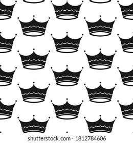 Crowns seamless pattern on a white background. Print. Vector