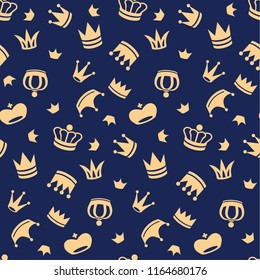 Crowns seamless pattern. Vector background.