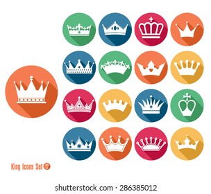 Crowns set of flat icons