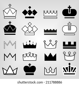 Crowns set of icons stock vector