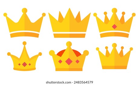 Crowns set isolated on white background.