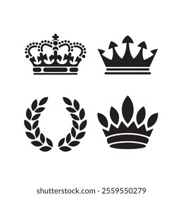 Crowns set isolated on white background.