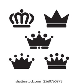 Crowns set isolated on white background.