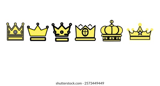 Crowns set isolated on white background.