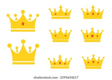 Crowns set isolated on white background.