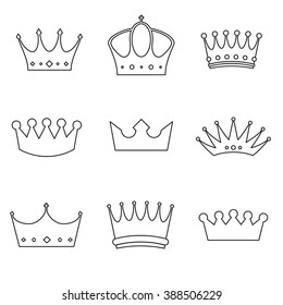 Crowns Set Line Stock Vector (Royalty Free) 388506229 | Shutterstock