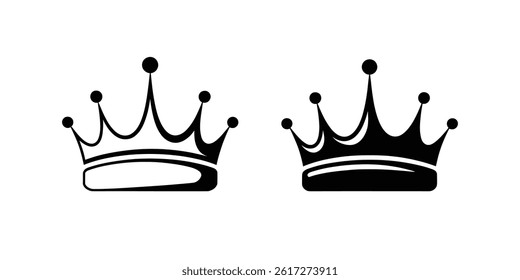 Crowns silhouettes icon set isolated on a white background.