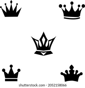 Crowns vector icon set, black icons, vector illustration.