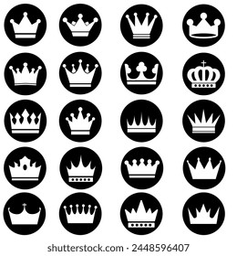 Crowns vector icons set. Royal Crown illustration symbol collection. king logo or sign.