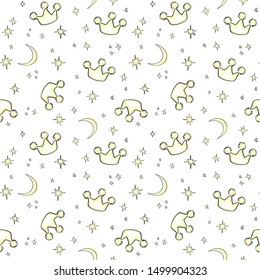 Crowns. Vector illustration of seamless baby pattern.