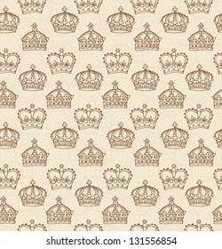 Crowns vector seamless pattern