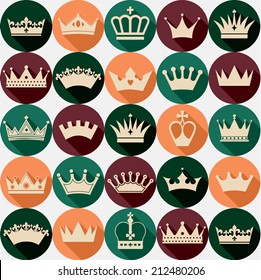 Crowns vintage seamless pattern.