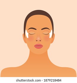 Crows Feet Lines Skin Care. Modern Flat Vector Illustration. Woman with Beauty Strip Lines on Face. Website Template. Social Media Concept.