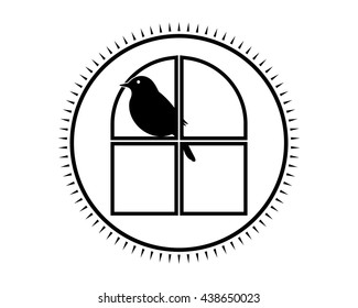 crows perched on the window image vector icon logo silhouette