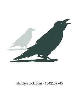 Crows sitting, cawing graphic