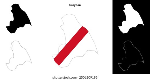 Croydon blank outline map set