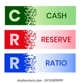 CRR, CASH RESERVE RATIO acronym. Concept with keyword and icons. Flat vector illustration. Isolated on white.