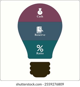 CRR - Cash Reserve Ratio acronym. Infographic template with icons and description placeholder