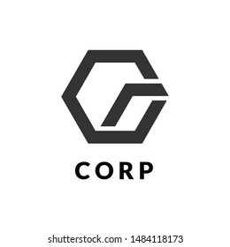 CR/RC initial letter logo in hexagonal shape, flat line style, simple business name symbol, modern monogram design