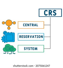 CRS - Central Reservation System acronym. business concept background.  vector illustration concept with keywords and icons. lettering illustration with icons for web banner, flyer