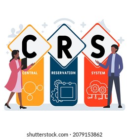 CRS - Central Reservation System acronym. business concept background.  vector illustration concept with keywords and icons. lettering illustration with icons for web banner, flyer