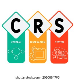 CRS - Central Reservation System acronym. business concept background.  vector illustration concept with keywords and icons. lettering illustration with icons for web banner, flyer