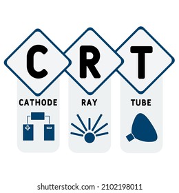 CRT - sigla de metro de Cathode Ray. fondo de concepto de negocio.  concepto de ilustración vectorial con palabras clave e iconos. ilustración con iconos para banner web, volante, página de inicio