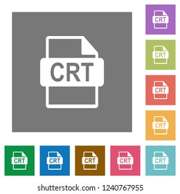 CRT file format flat icons on simple color square backgrounds