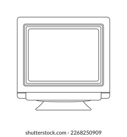 CRT Monitor Outline Icon Illustration on Isolated White Background