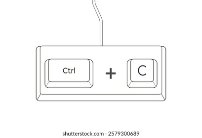 Crtl + C keyboard shortcuts in flat style. Illustration of keyboard elements.