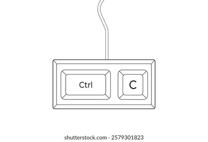 Crtl + C keyboard shortcuts in flat style. Illustration of keyboard elements.