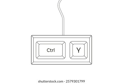 Crtl + Y keyboard shortcuts in flat style. Illustration of keyboard elements.