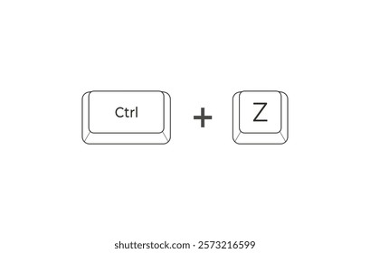 Crtl + Z keyboard shortcuts in flat style. Illustration of keyboard elements.