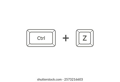 Crtl + Z keyboard shortcuts in flat style. Illustration of keyboard elements.